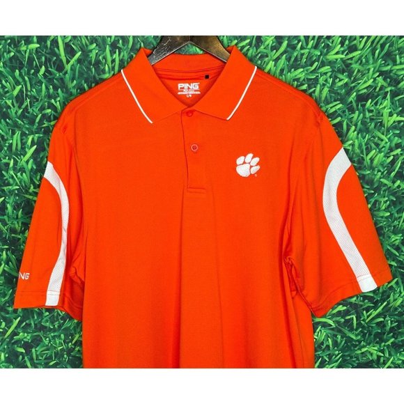 Clemson University Tigers Men’s PING Performance Short Sleeve Polo Large Shirt - Picture 1 of 5